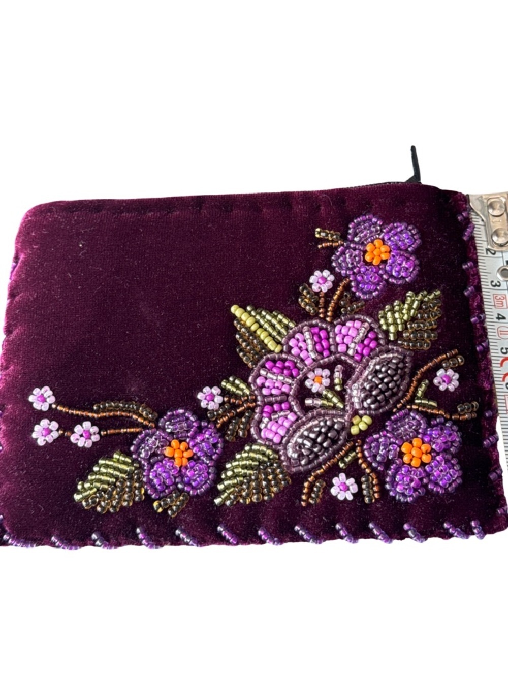 Source Unknown Plum Velvet Beaded Floral Pouch - Picture 2 of 5